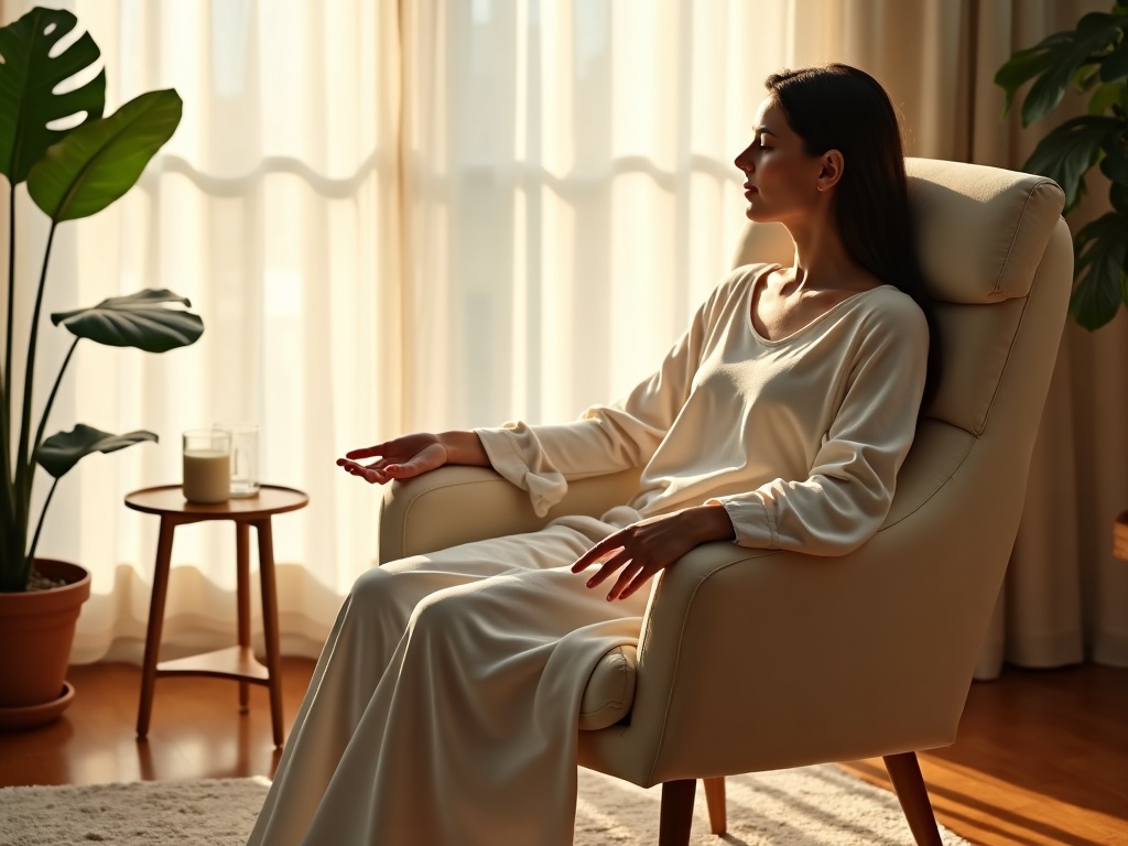 A softly lit, welcoming hypnotherapy office in Durham, NC set up for a session exploring how does hypnotherapy address root causes