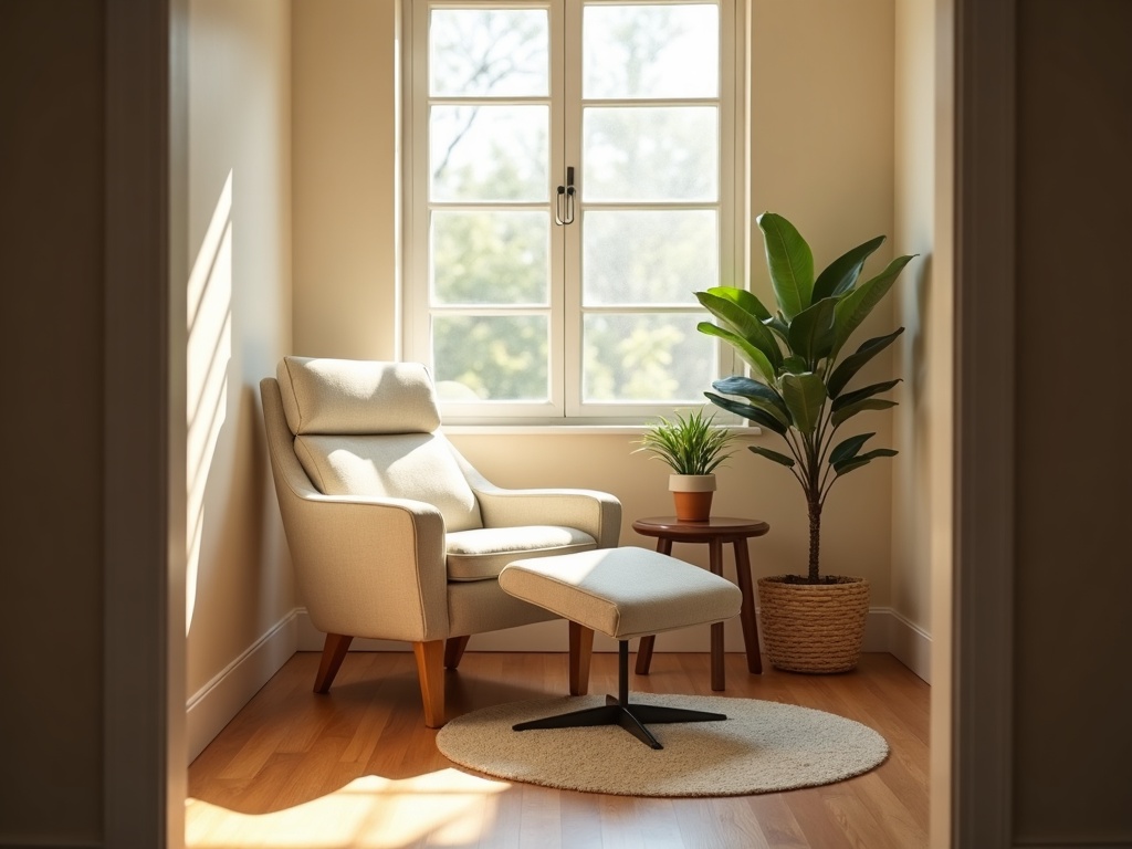 A serene hypnotherapy office interior designed for personalized sessions — illustrating how is hypnotherapy personalized in a calm, client-centered setting