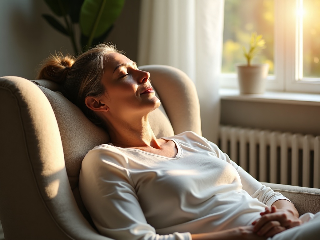 A certified hypnotherapist at guiding a client through a will hypnotherapy make me feel out of control concern in a calm, warmly lit therapy room.